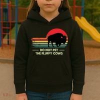 Do Not Pet The Fluffy Cows Bison Lover Kids Hoodie thumb 3
