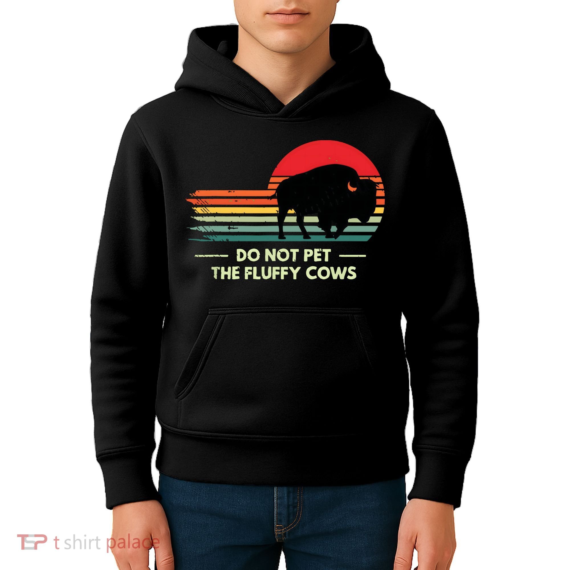 Do Not Pet The Fluffy Cows Bison Lover Kids Hoodie
