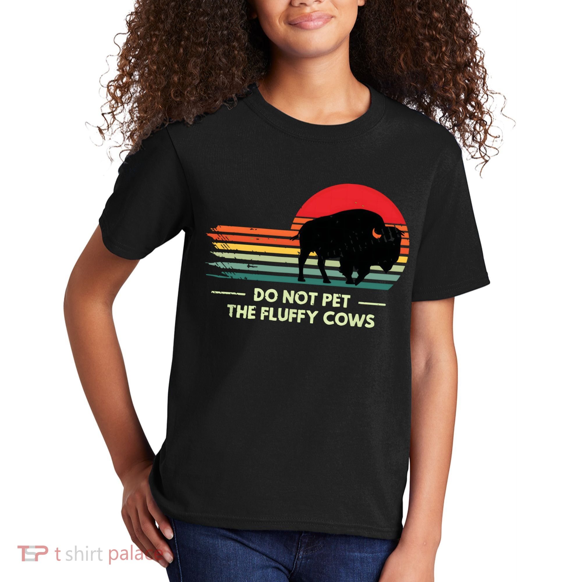 Do Not Pet The Fluffy Cows Bison Lover Kids T-Shirt