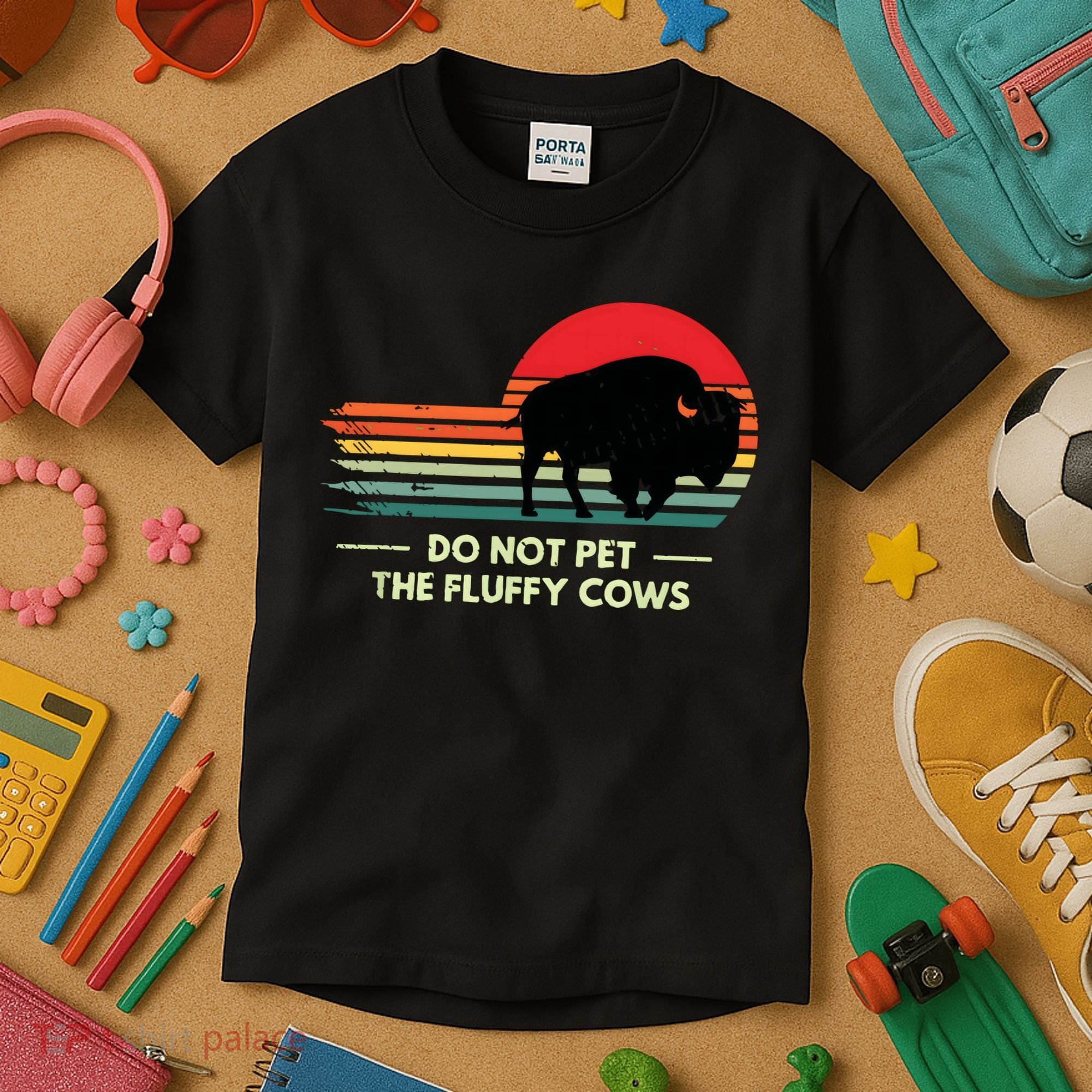 Do Not Pet The Fluffy Cows Bison Lover Kids T-Shirt