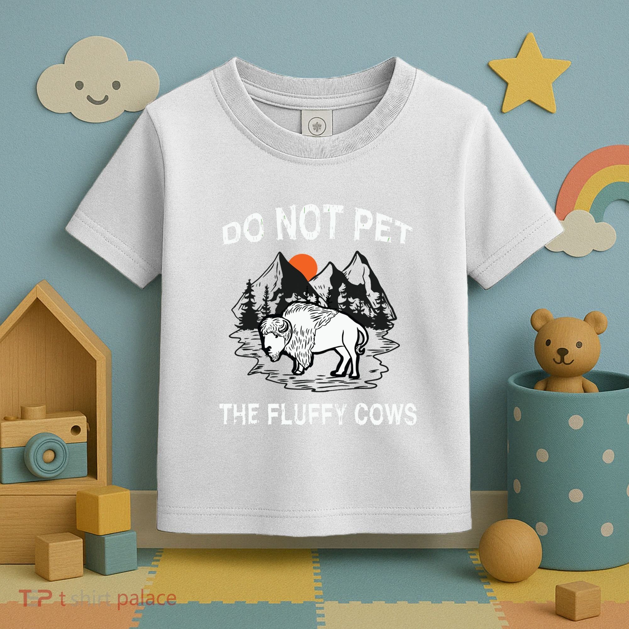 Do Not Pet The Fluffy Cows Funny Bison Gift Yellowstone Park Toddler T-Shirt