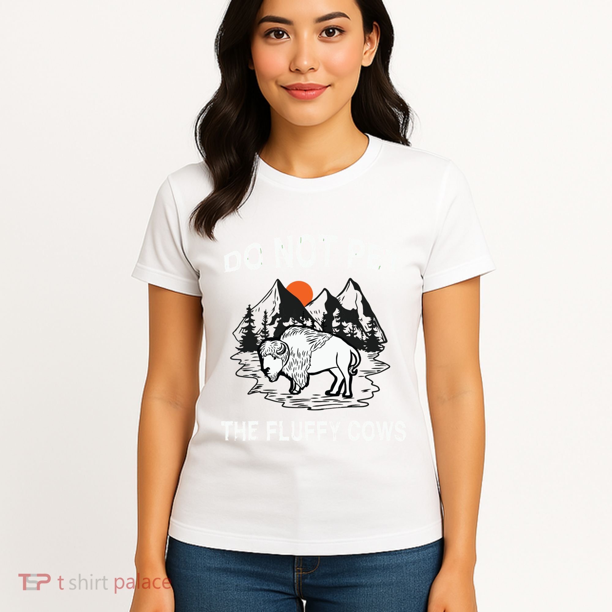Do Not Pet The Fluffy Cows Funny Bison Gift Yellowstone Park Women's T-Shirt