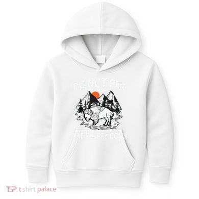 Do Not Pet The Fluffy Cows Funny Bison Gift Yellowstone Park Kids Hoodie