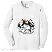 Do Not Pet The Fluffy Cows Funny Bison Gift Yellowstone Park Kids Long Sleeve Shirt thumb 0