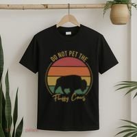 Do Not Pet The Fluffy Cows Funny Bison Yellowstone Park T-Shirt thumb 2