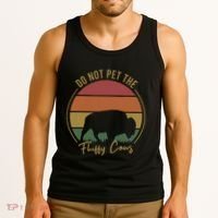 Do Not Pet The Fluffy Cows Funny Bison Yellowstone Park Tank Top thumb 3