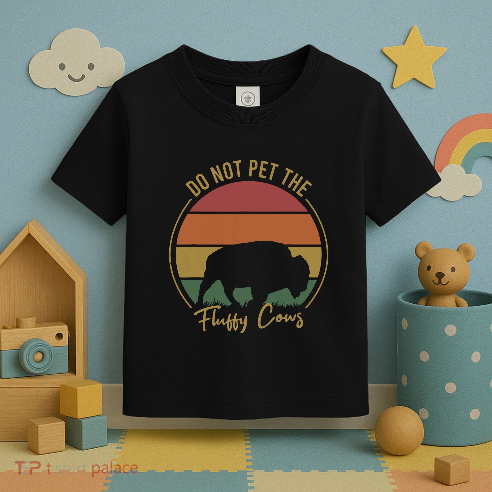 Do Not Pet The Fluffy Cows Funny Bison Yellowstone Park Toddler T-Shirt
