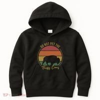 Do Not Pet The Fluffy Cows Funny Bison Yellowstone Park Kids Hoodie thumb 0