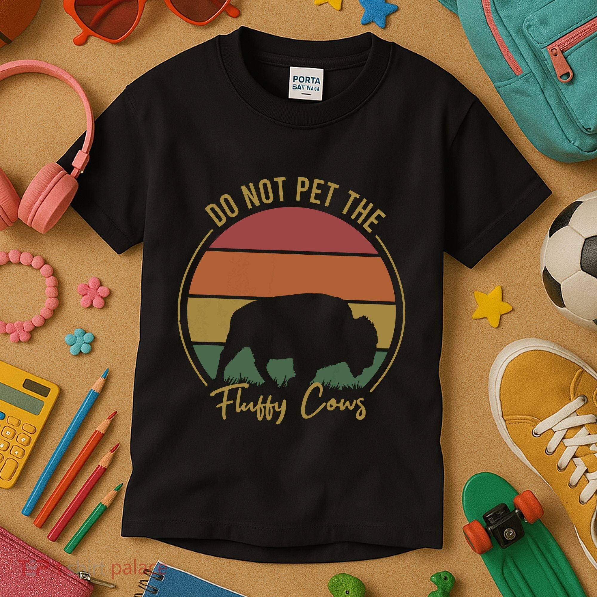Do Not Pet The Fluffy Cows Funny Bison Yellowstone Park Kids T-Shirt