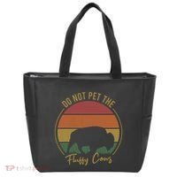 Do Not Pet The Fluffy Cows Funny Bison Yellowstone Park Tote Bag thumb 0