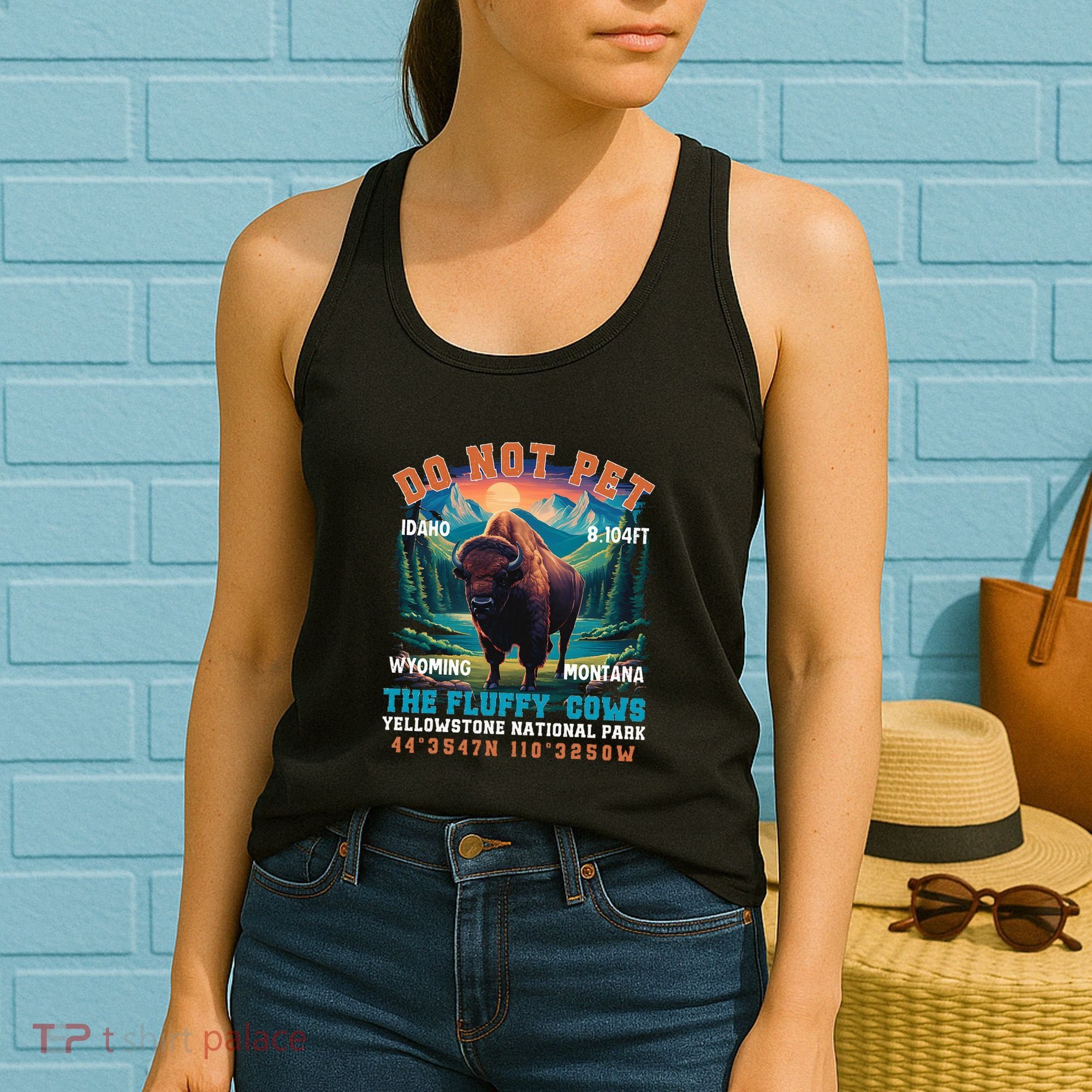 Do Not Pet The Fluffy Cows Bison Yellowstone National Park Women's Tank Top