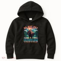 Do Not Pet The Fluffy Cows Bison Yellowstone National Park Kids Hoodie thumb 0