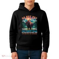 Do Not Pet The Fluffy Cows Bison Yellowstone National Park Kids Hoodie thumb 4