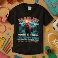 Do Not Pet The Fluffy Cows Bison Yellowstone National Park Kids T-Shirt thumb 3