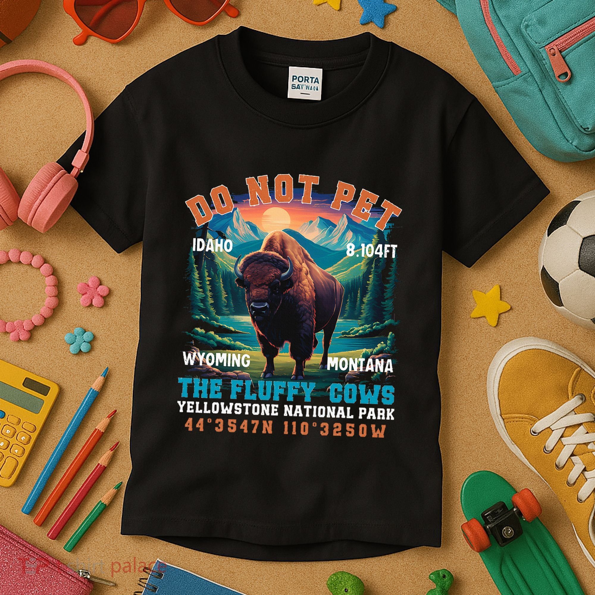 Do Not Pet The Fluffy Cows Bison Yellowstone National Park Kids T-Shirt