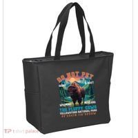 Do Not Pet The Fluffy Cows Bison Yellowstone National Park Tote Bag thumb 2