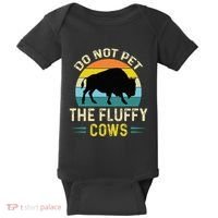 Do Not Pet the Fluffy Cows Funny Bison Yellowstone Park Baby Bodysuit thumb 0