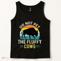 Do Not Pet the Fluffy Cows Funny Bison Yellowstone Park Tank Top thumb 2