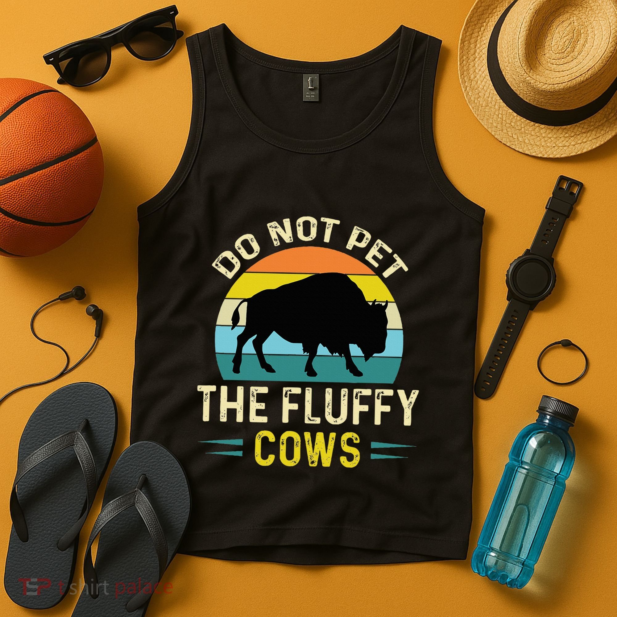 Do Not Pet the Fluffy Cows Funny Bison Yellowstone Park Tank Top