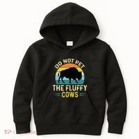 Do Not Pet the Fluffy Cows Funny Bison Yellowstone Park Kids Hoodie thumb 0
