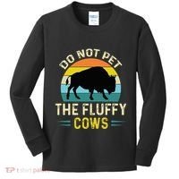Do Not Pet the Fluffy Cows Funny Bison Yellowstone Park Kids Long Sleeve Shirt thumb 0