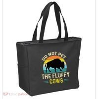 Do Not Pet the Fluffy Cows Funny Bison Yellowstone Park Tote Bag thumb 2