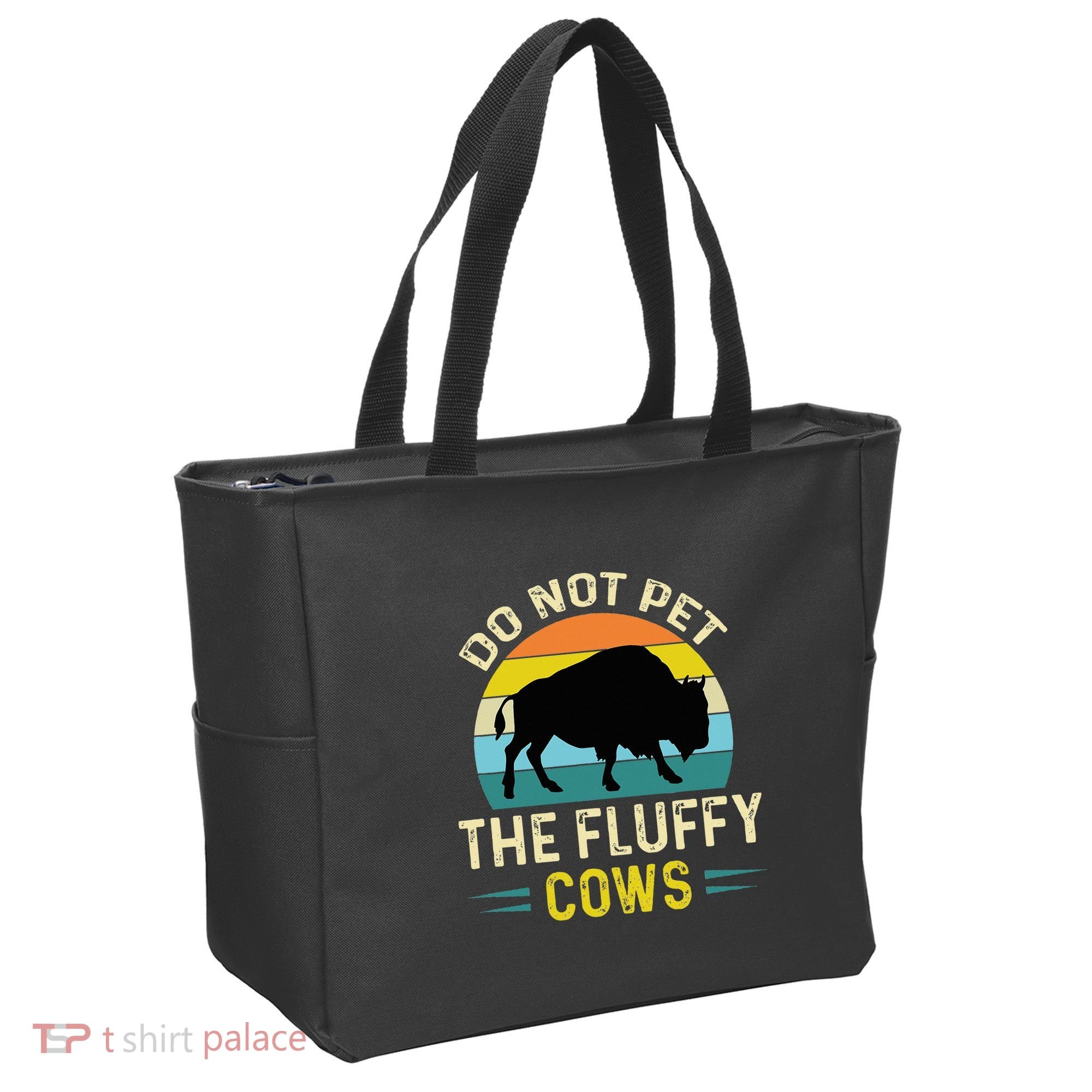 Do Not Pet the Fluffy Cows Funny Bison Yellowstone Park Tote Bag
