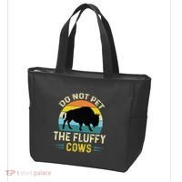 Do Not Pet the Fluffy Cows Funny Bison Yellowstone Park Tote Bag thumb 3