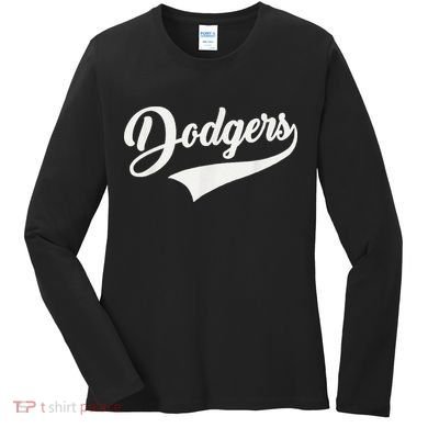 Dodgers Name Retro Vintage Women's Long Sleeve Shirt