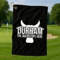 Durham Nc The Bull Stops Here Golf Towel thumb 1