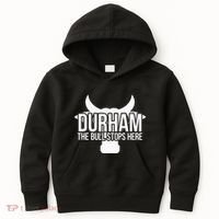 Durham Nc The Bull Stops Here Kids Hoodie thumb 0
