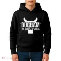 Durham Nc The Bull Stops Here Kids Hoodie thumb 4