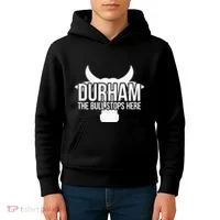 Durham Nc The Bull Stops Here Kids Hoodie thumb 4
