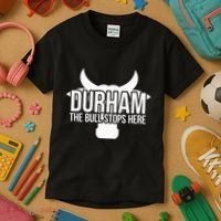Durham Nc The Bull Stops Here Kids T-Shirt thumb 3