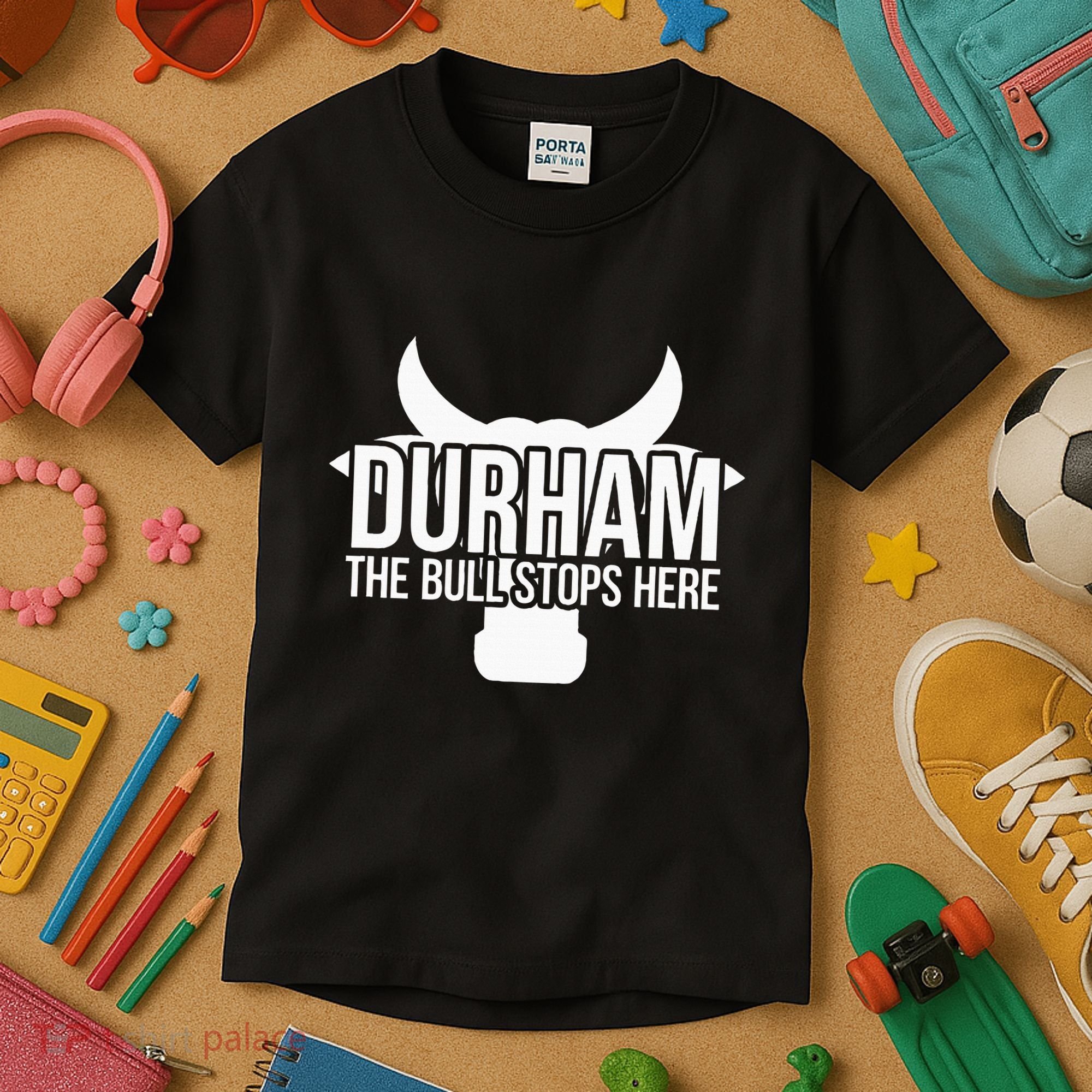 Durham Nc The Bull Stops Here Kids T-Shirt