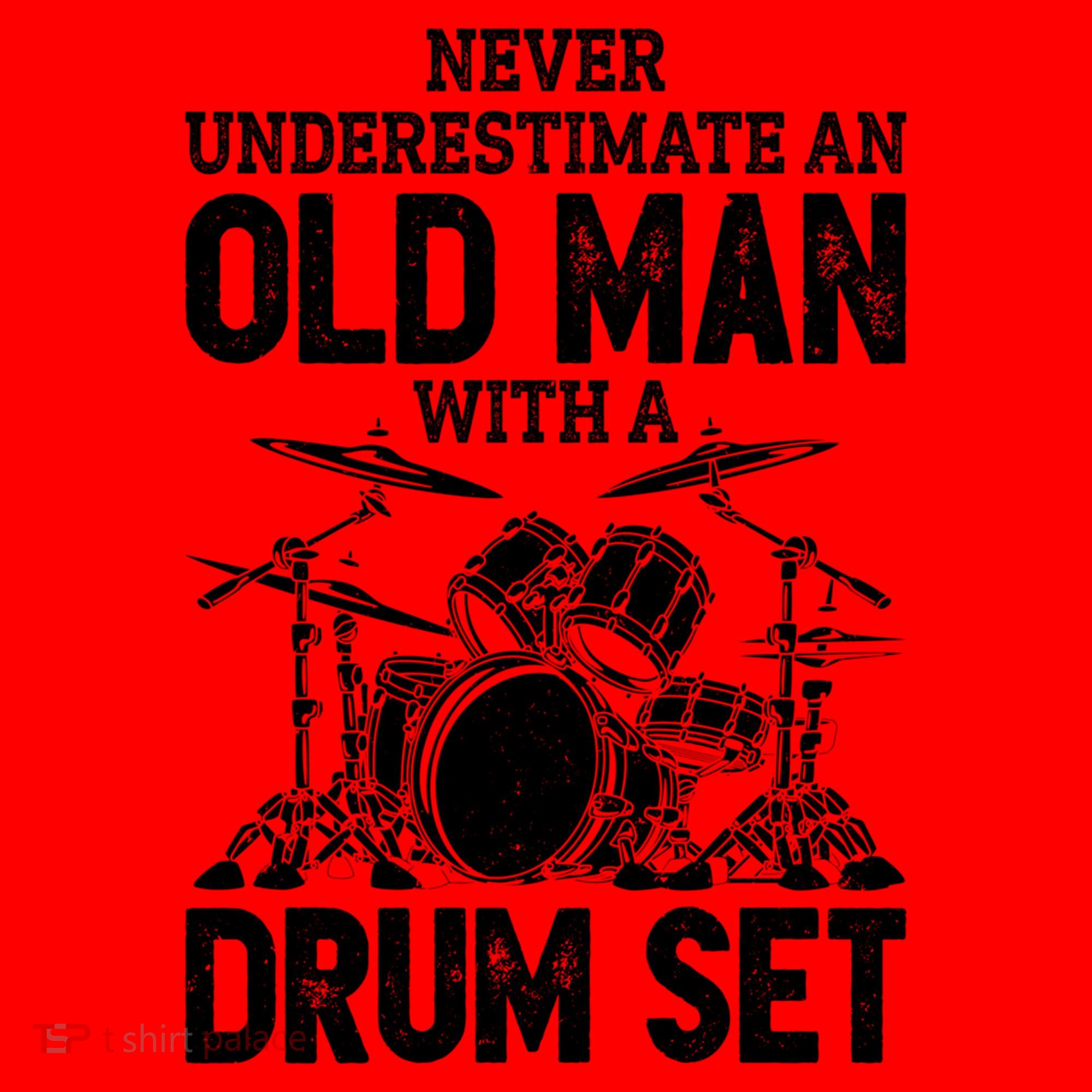 Drummer Never Underestimate An Old Man With A Drum Set Funny Great Gift Santa Hat