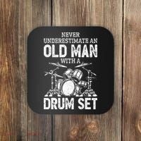 Drummer Never Underestimate An Old Man With A Drum Set Coaster thumb 0