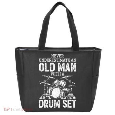 Drummer Never Underestimate An Old Man With A Drum Set Tote Bag