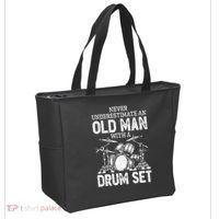 Drummer Never Underestimate An Old Man With A Drum Set Tote Bag thumb 2