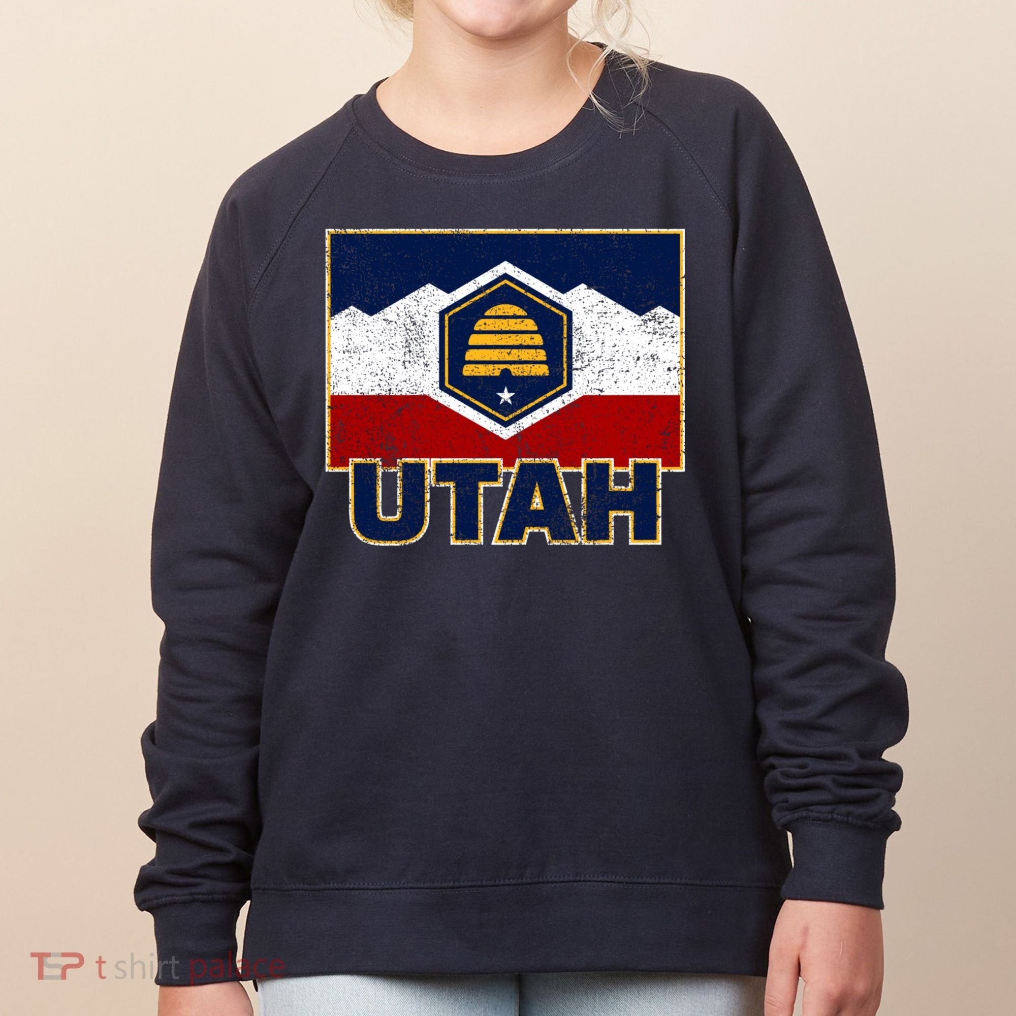 Distressed New Utah Flag Women's Sweatshirt