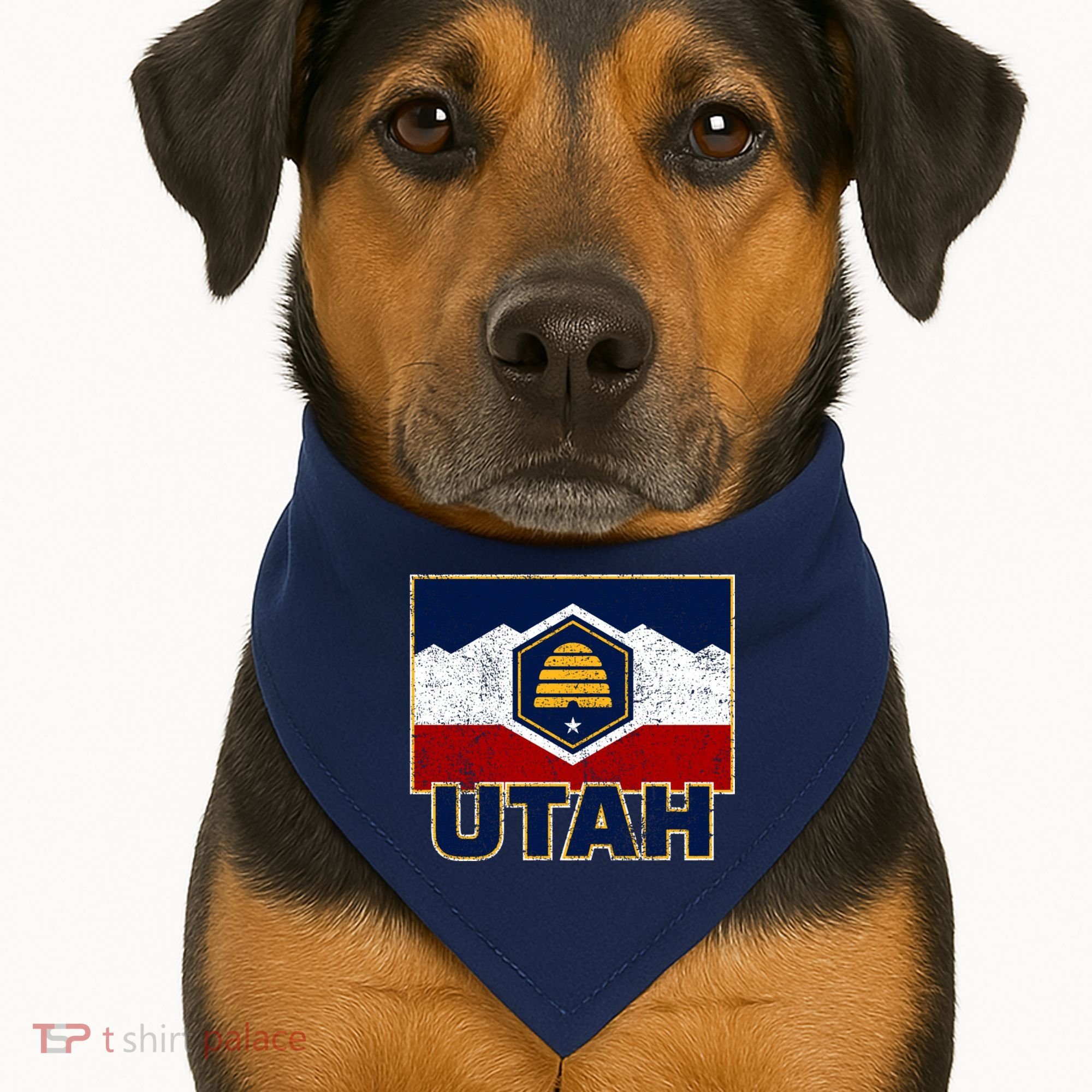 Distressed New Utah Flag USA-Made Doggie Bandana