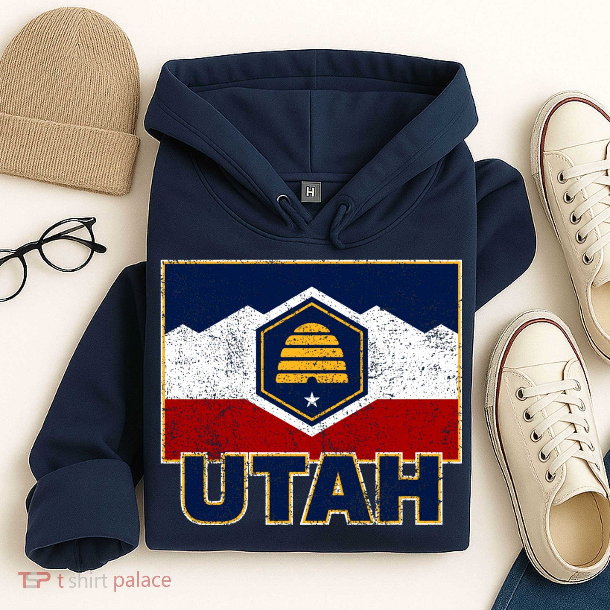 Distressed New Utah Flag Hoodie