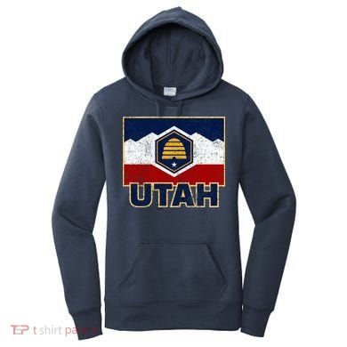 Distressed New Utah Flag Women's Hoodie