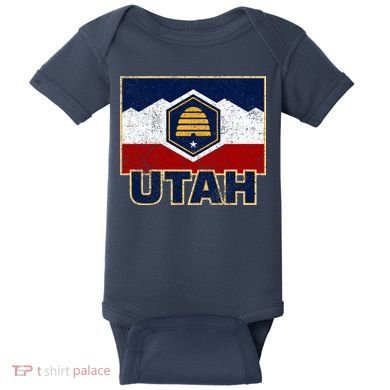 Distressed New Utah Flag Baby Bodysuit
