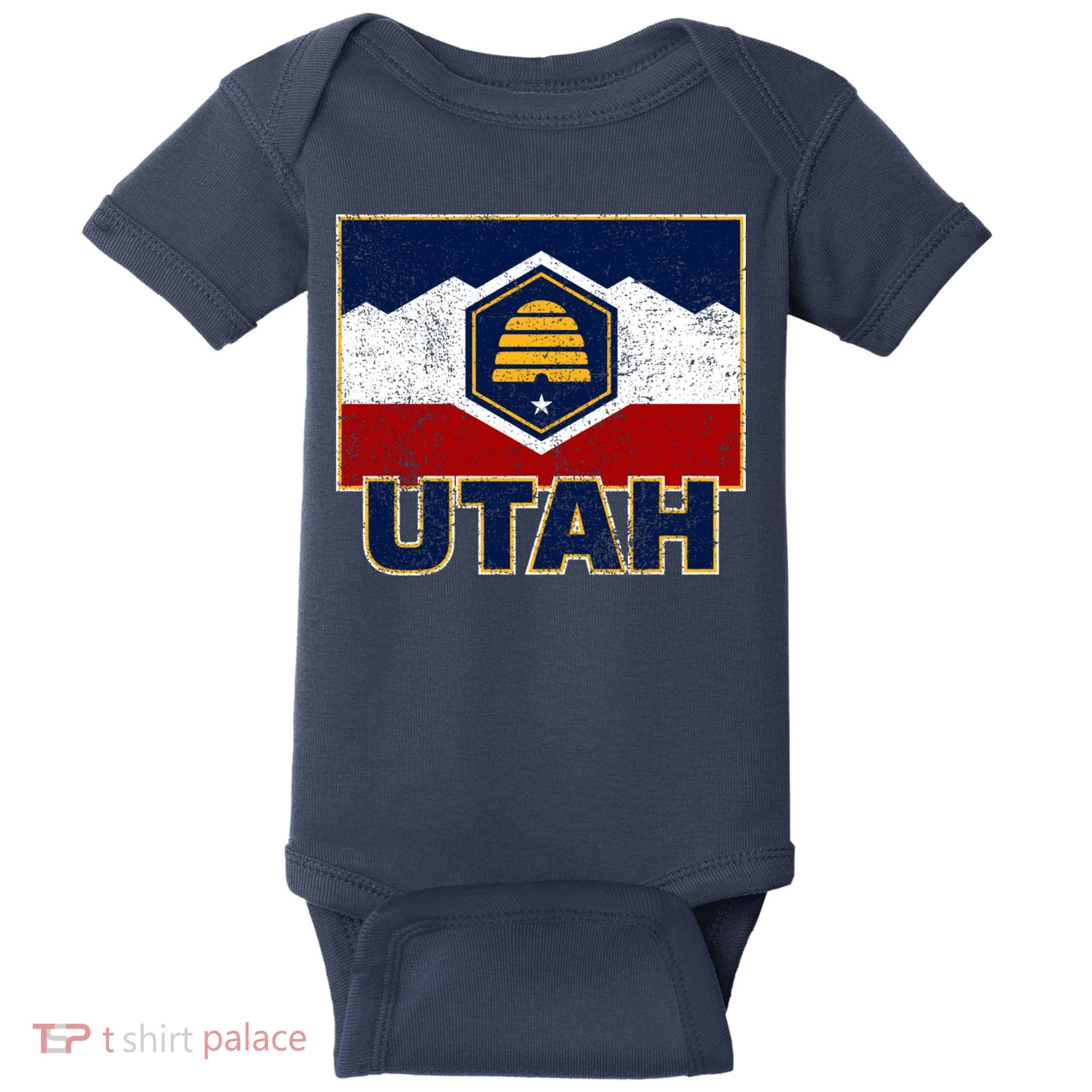 Distressed New Utah Flag Baby Bodysuit