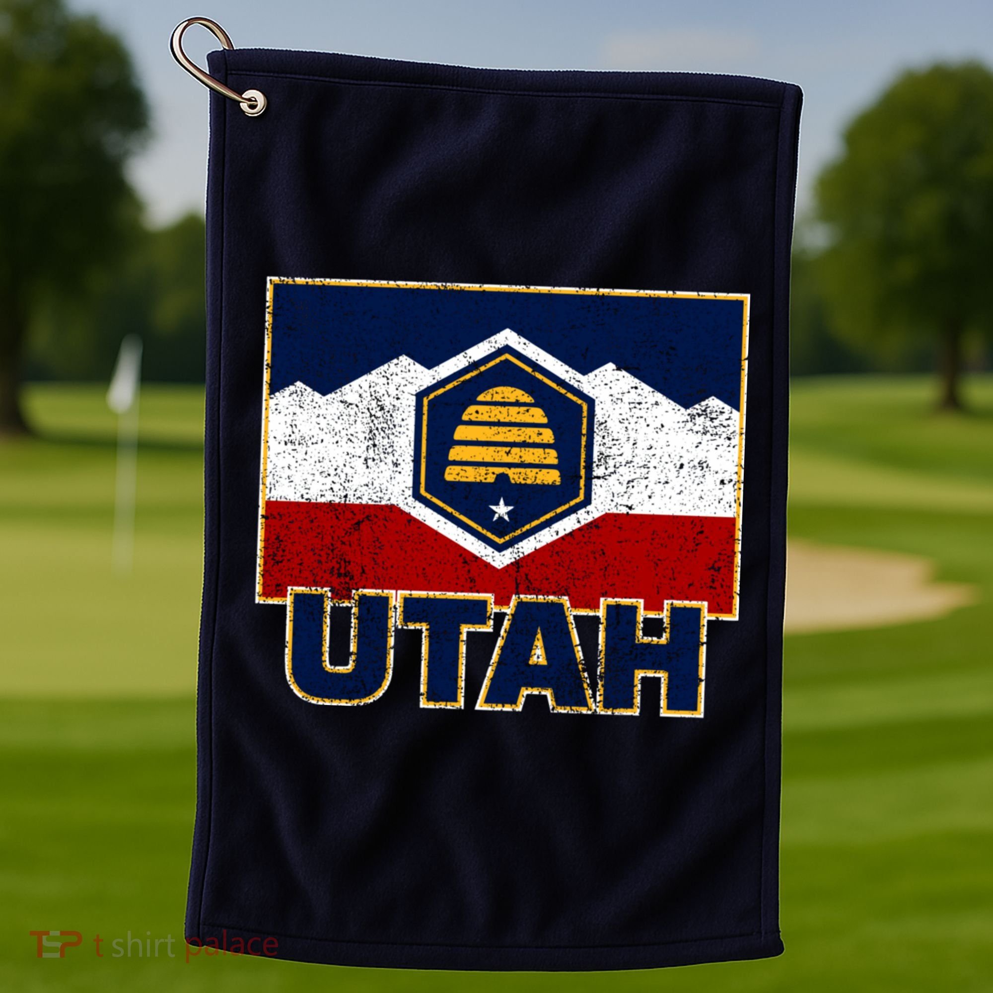 Distressed New Utah Flag Golf Towel
