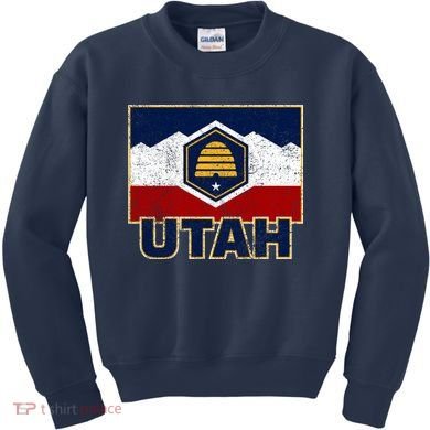 Distressed New Utah Flag Kids Sweatshirt