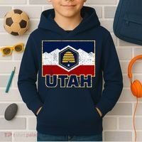 Distressed New Utah Flag Kids Hoodie thumb 2