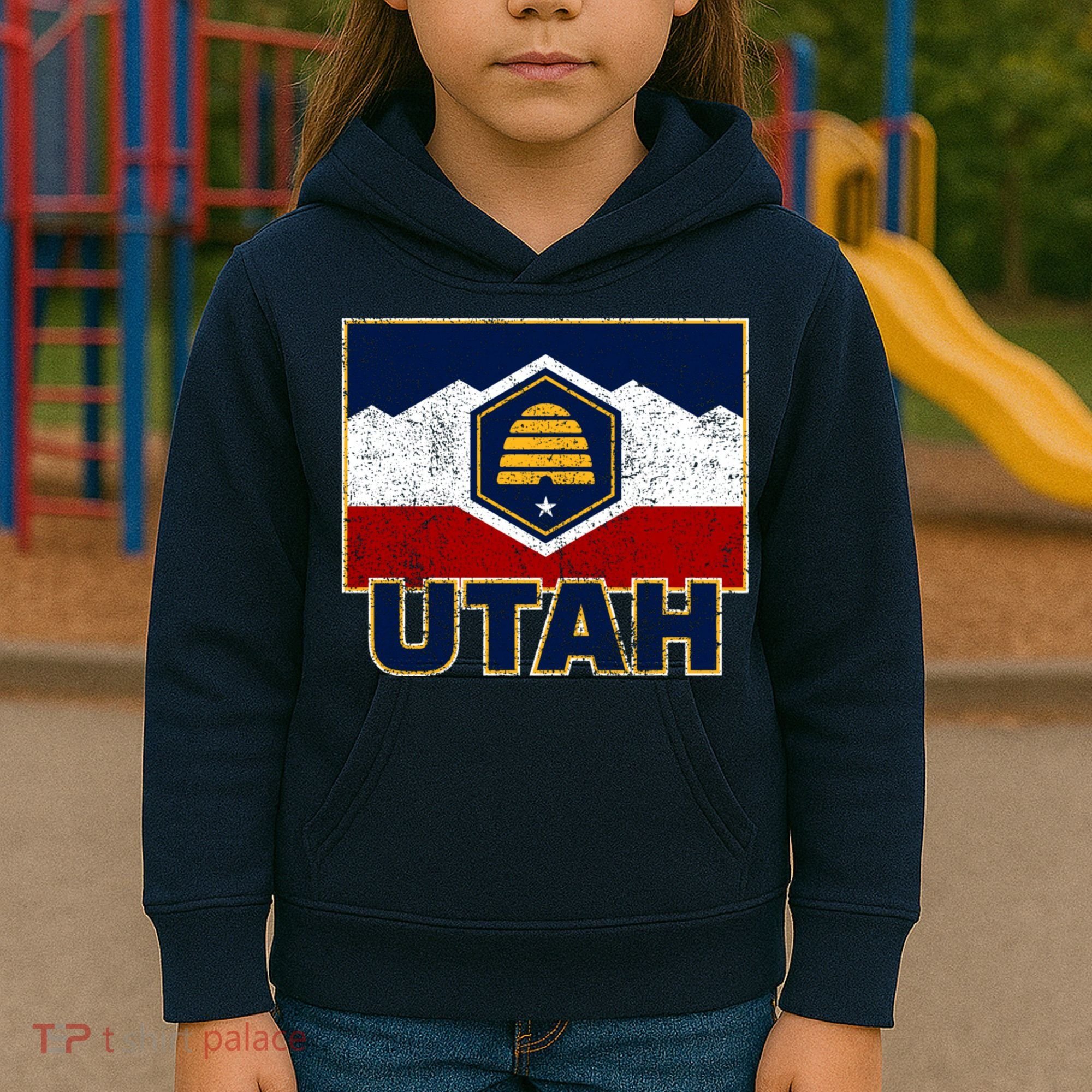 Distressed New Utah Flag Kids Hoodie