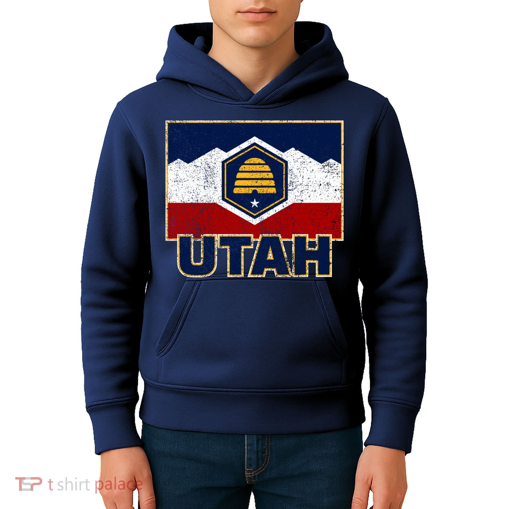 Distressed New Utah Flag Kids Hoodie